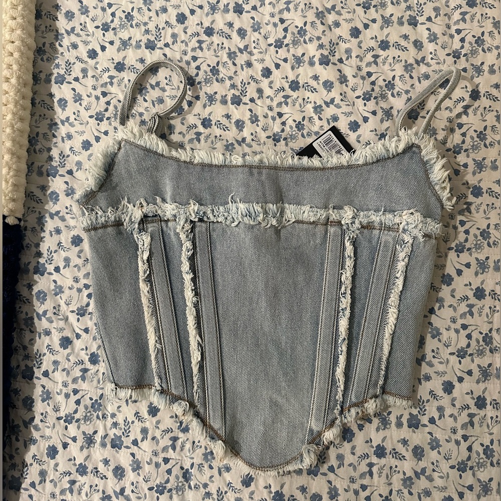 DYLN revolve denim corset top